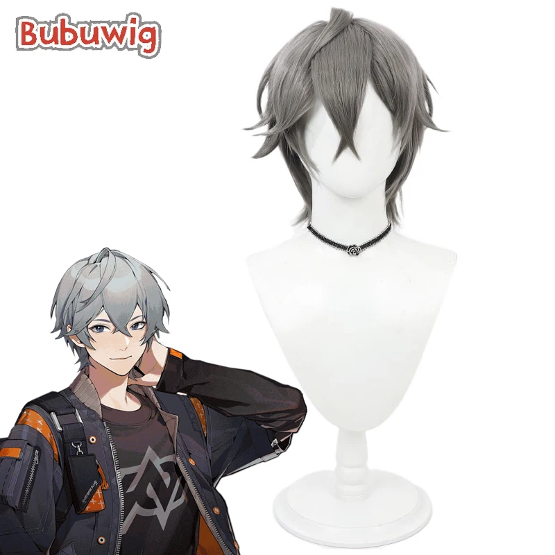 

Bubuwig Synthetic Hair Wise Cosplay Wigs Game Zenless Zone Zero Protagonist Wise 35cm Short Gray Cos Men Wig Heat Resistant