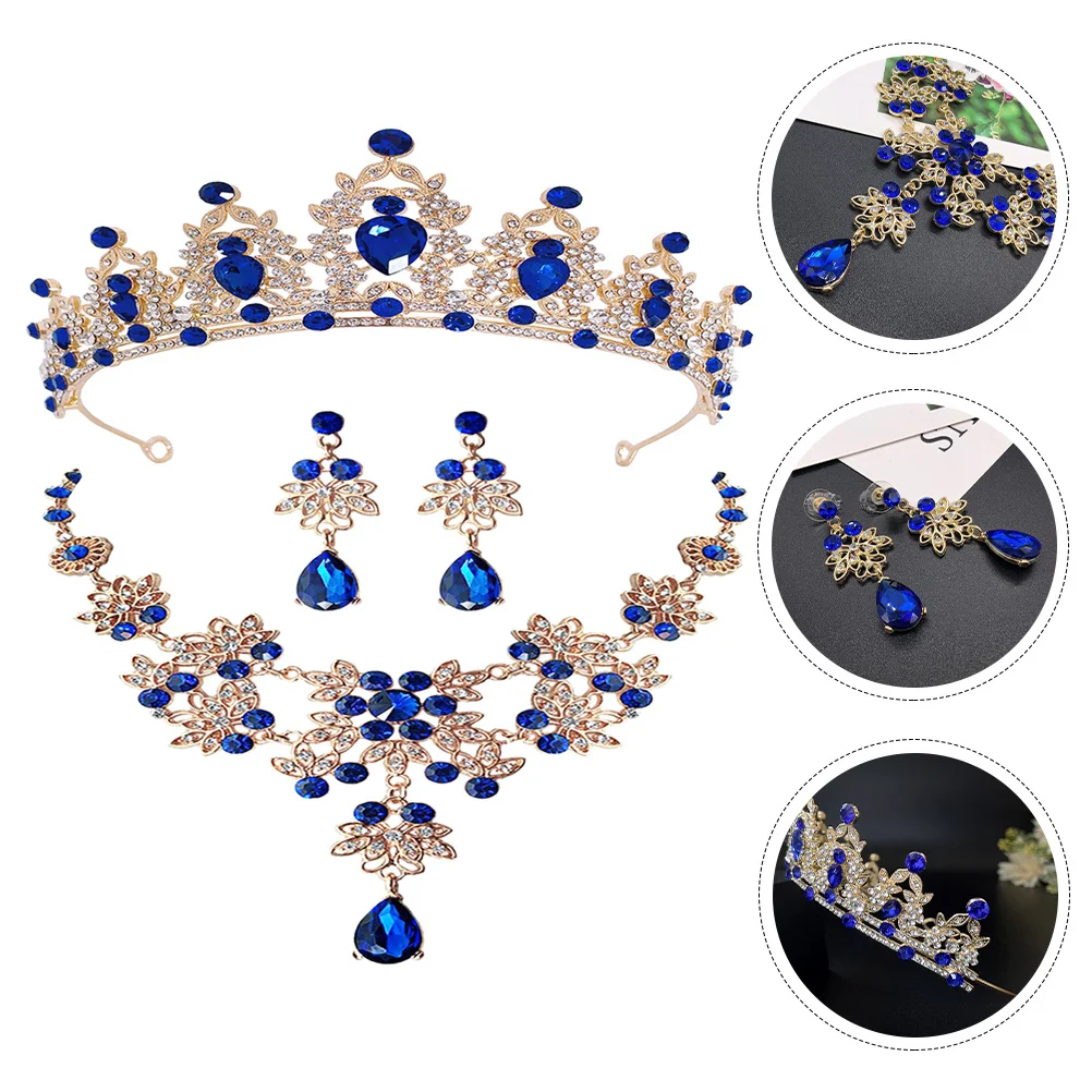 

1 set 1 Set Crown Necklace Earrings Wedding Jewelry Set For Bride Bridal Tiara Bridesmaid Jewelry Sets Costume Accessories