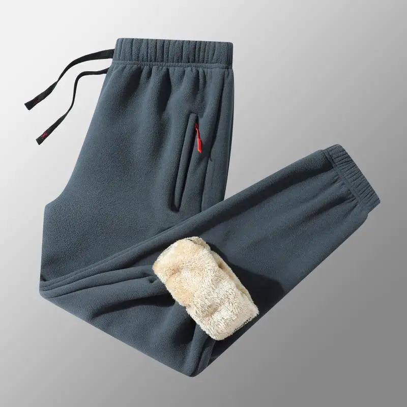 2024 Pantaloni invernali in pile da uomo in lana d'agnello caldo spesso pantaloni sportivi termici casual pantaloni maschili moda maschile pantaloni oversize