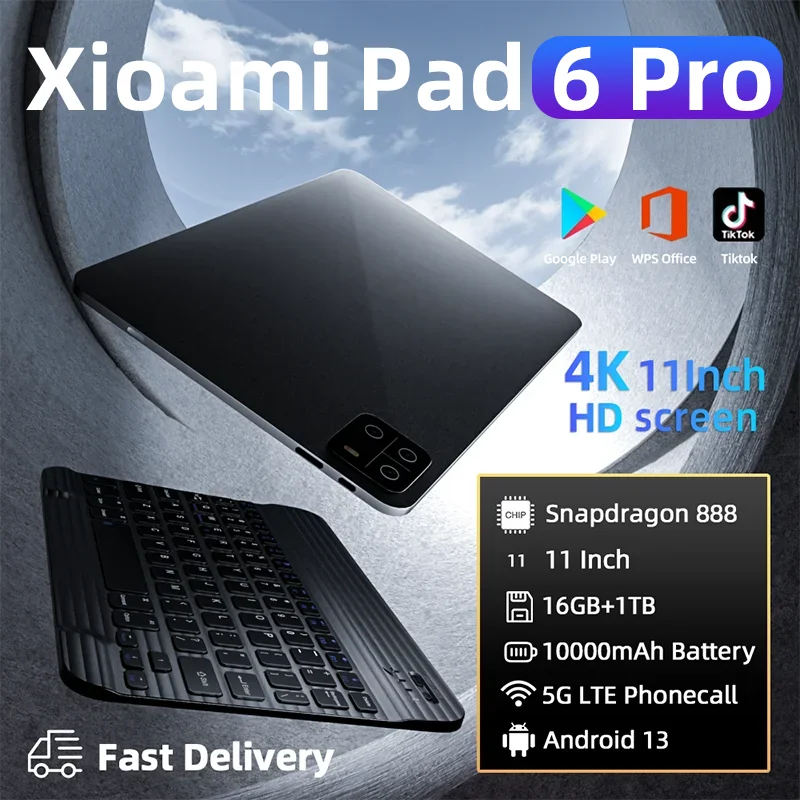 

2024 Original Global Version Tablets Android 13 Pad 6 Pro Snapdragon 888 Tablet PC 16GB+1TB And 5G Dual SIM Card HD 4K Mi Tab