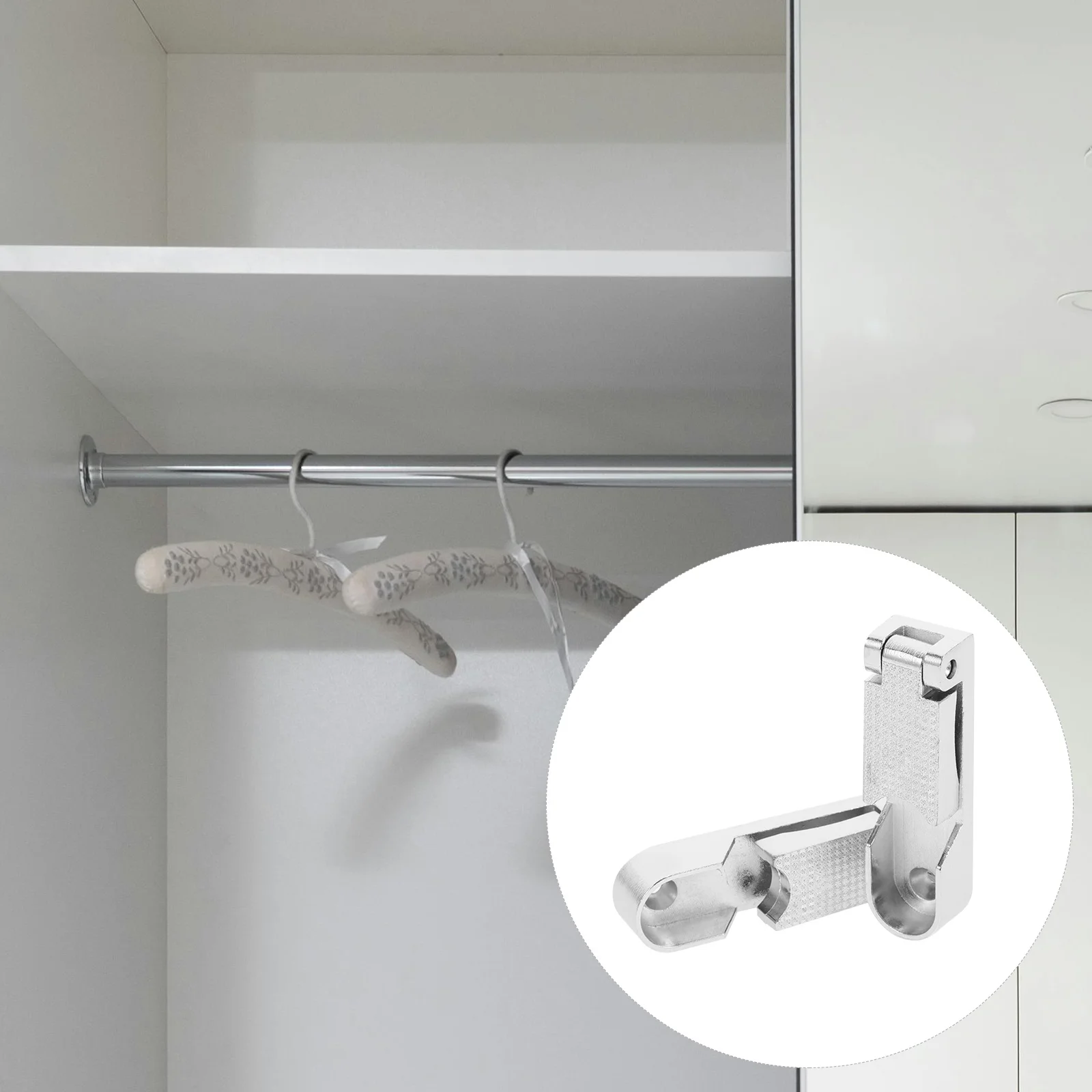 

2Pcs Closet Rod Holders Thickened Flange Seat Easy Installation Removal Clothes Storage Display Bathrooms Closets