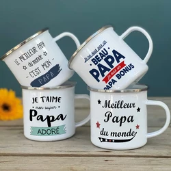 Best Dad & Mom In The World French Print Mug Outdoor Drink Milk Coffee Cup Camping Enamel Mugs Festive Birthday Gift for Dad Mom