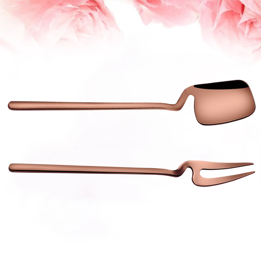 

8 шт., набор вилок для кофейной ложки из нержавеющей стали, розовое золото, портативные столовые приборы, легкий зеркальный лак для ужина