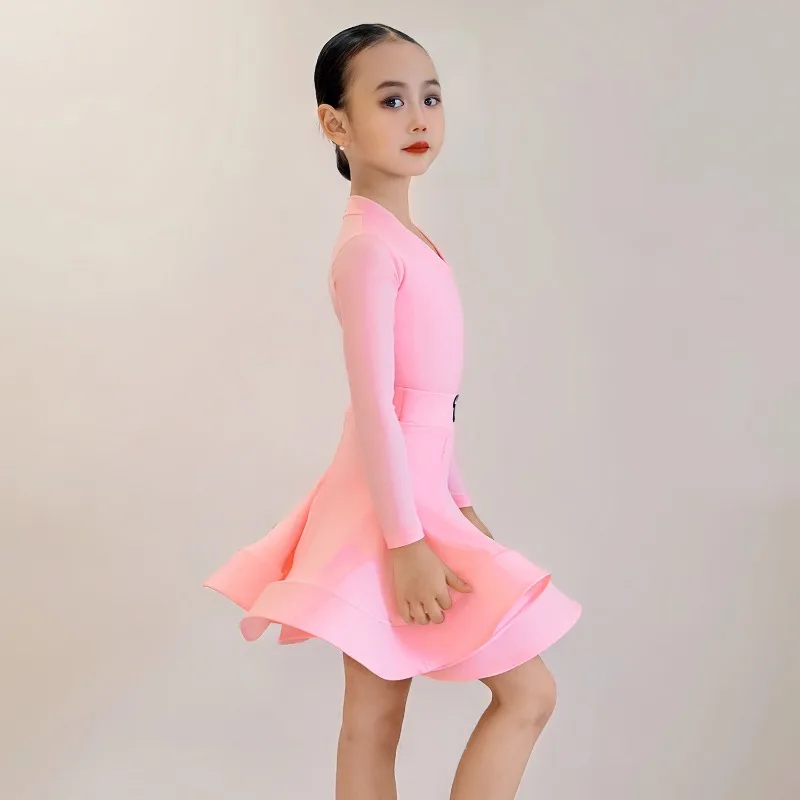 Summer New Style Performance Dress for Girls Latin Dance Competition High-end Off-the-shoulder Short-sleeved Competition Dress