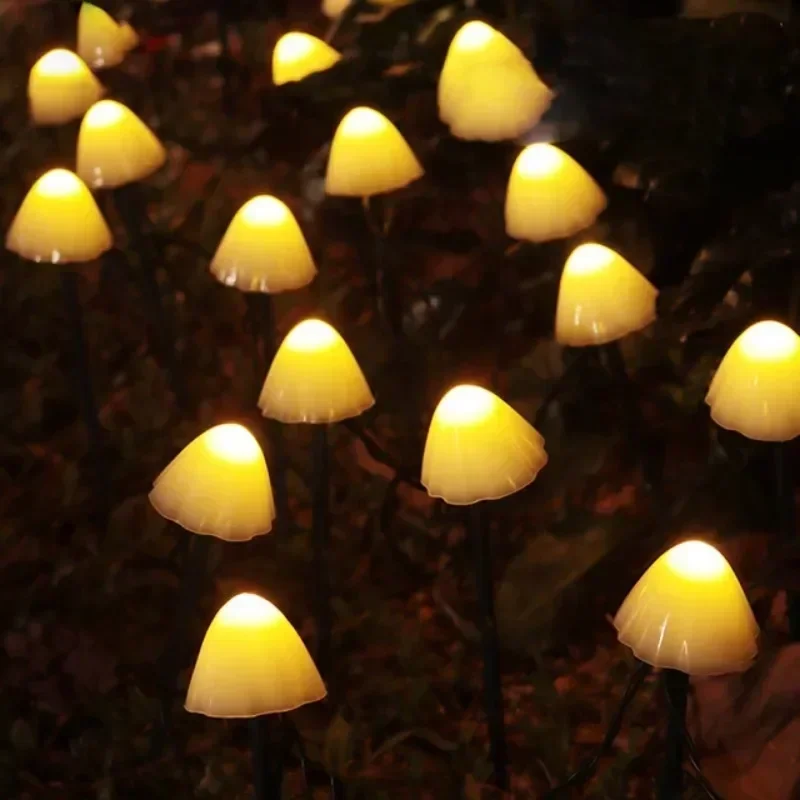 Outdoor LED Garland Solar Lights Mushroom Waterproof Landscape Christmas String Lamp For Lawn Garden Patio Street Decoration