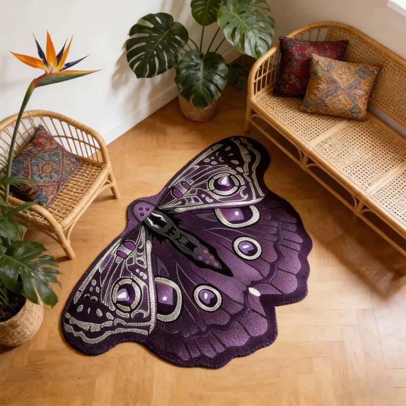 VIKAMA Luxury Retro Butterfly Carpet Bedroom Living Room Bathroom Soft And Comfortable Carpet Home Decoration