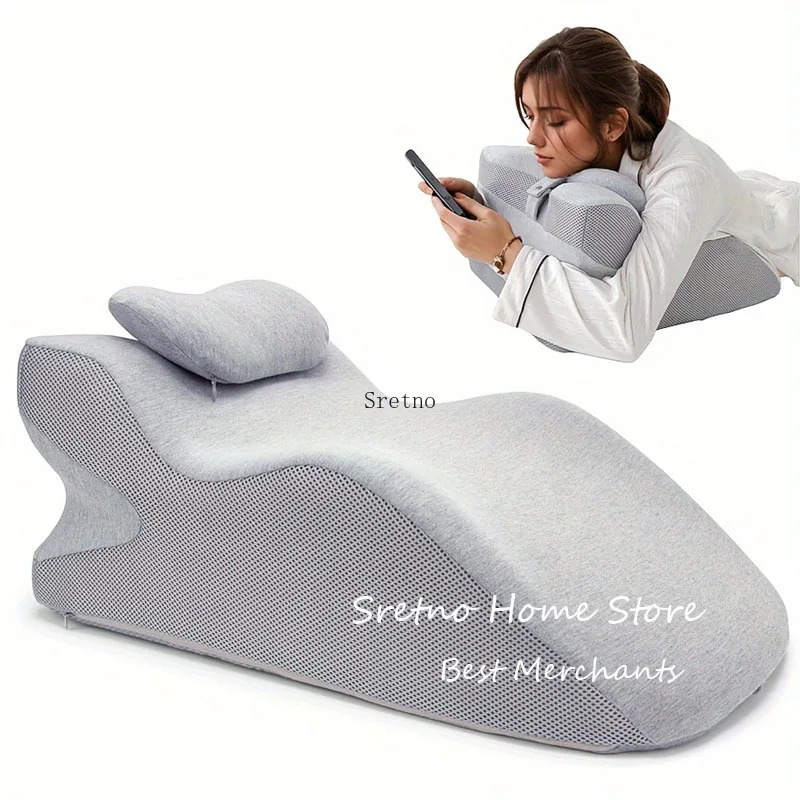 SRETNO Adult Ergonomic Bed Triangle Wedge Pillow Headboard, Used To Sit Back Neck Cushion Easy-to-read Pillows Function cojines