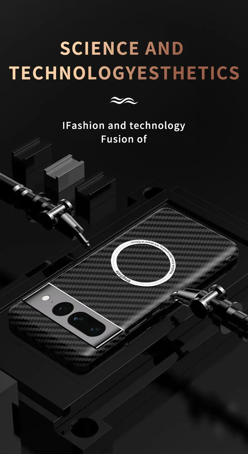 2023New Luxury Carbon Fiber Texture Pattern Magnetic Ultra Slim Case For Google Pixel 7 Pro Matte MagSafe Ring Armor Cover Coque