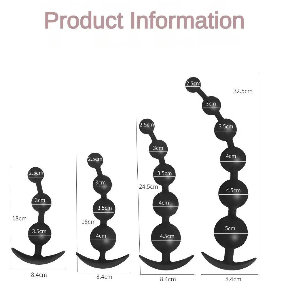 4 Sizes Silicone Anal Beads Anal Plug Butt Plug Pull Beads Dildo Masturbator Anal Dilator Adult Sex Toys For Woman Men Sex Shop