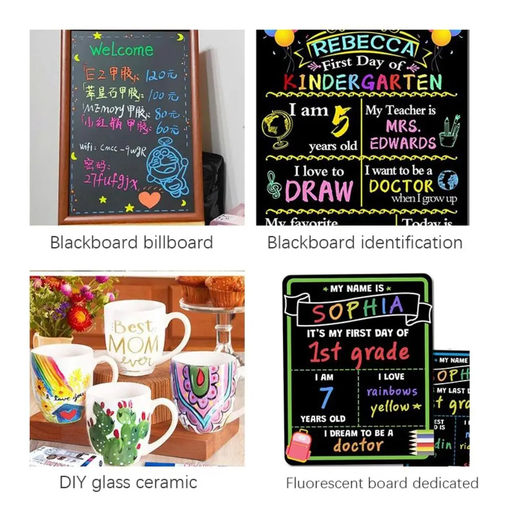 Pennarello per gesso liquido multicolore portatile Penna cancellabile Clip Evidenziatore cancellabile Solubile in acqua Penna artistica per bambini Ceramica