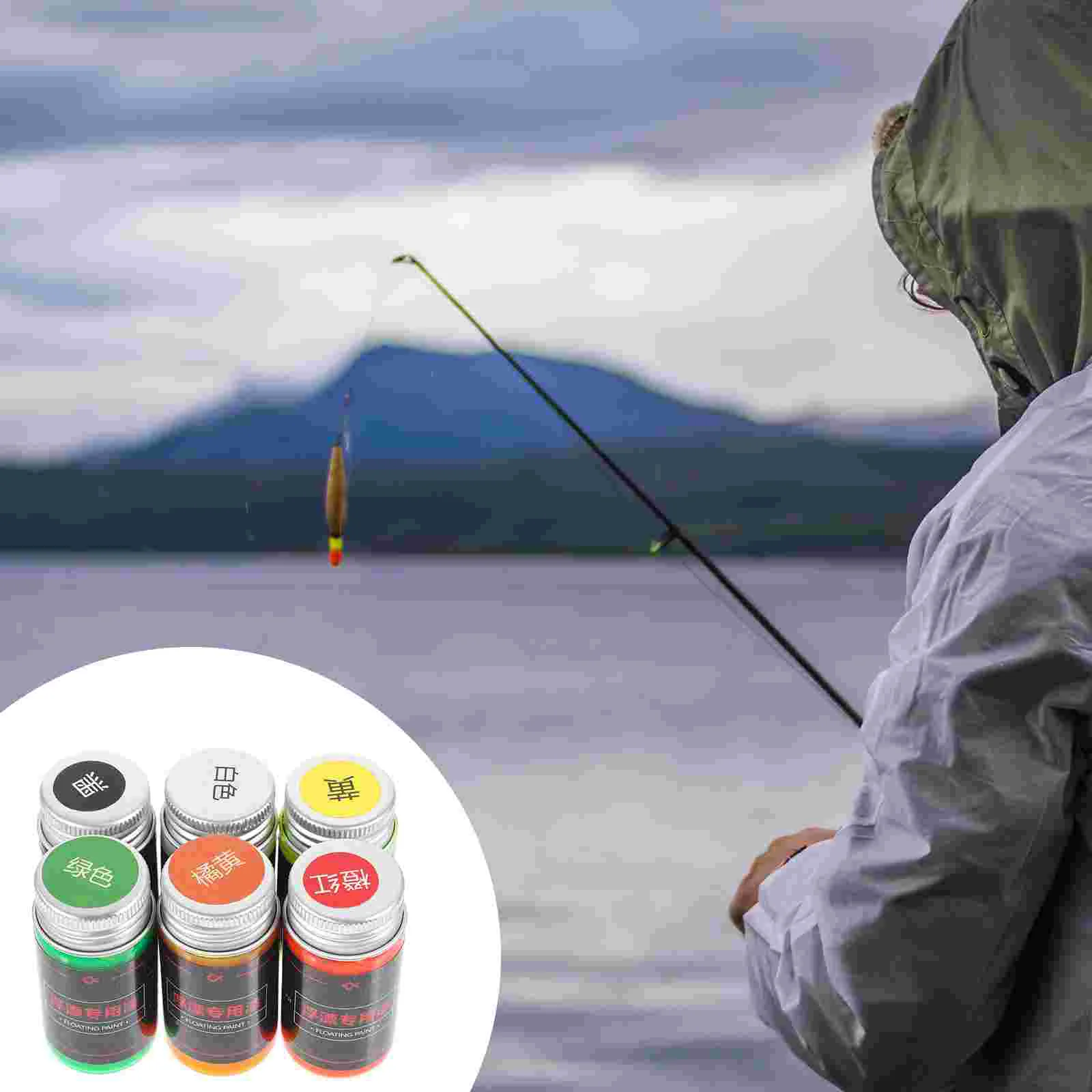 6Pcs Red Yellow Black White Green Oil Paints Set For Bobber Repair Fluorescent Magnifying Paint Fishing Lure Supplies image 5