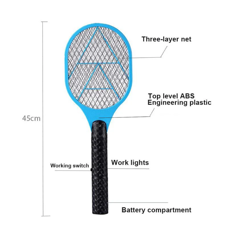 Matamoscas eléctrico con baterías, raqueta de rechazo de moscas, repelente de insectos, trampa