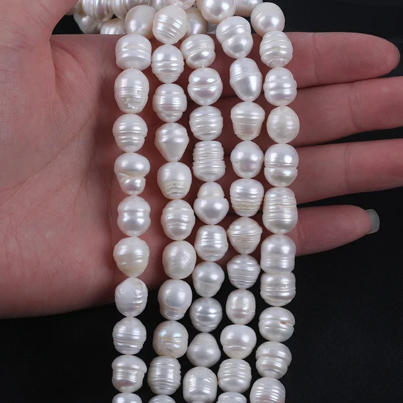 Cheap 11-12mm/12-13mm Freshwater Real Pearl Rice Shaped Pearl String Freshwater Cultured Pearl Strand Length 15cm