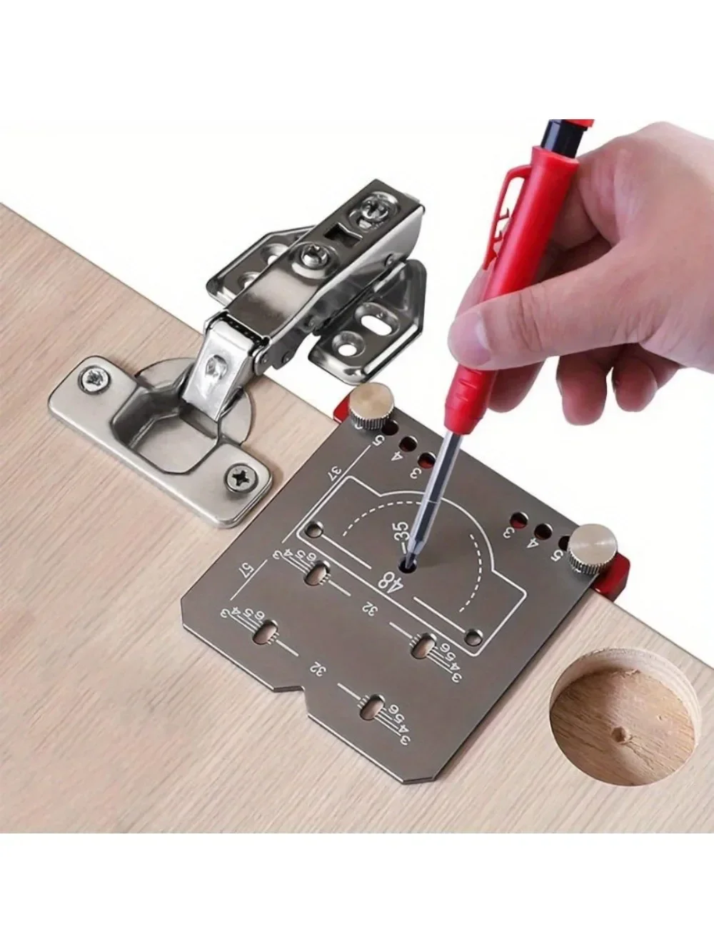 محدد مواقع ثقب من سبائك الألومنيوم عالي الدقة ، قالب محمول للحفر ، تركيب خزانة الباب ، مفصلات 35 مفصل