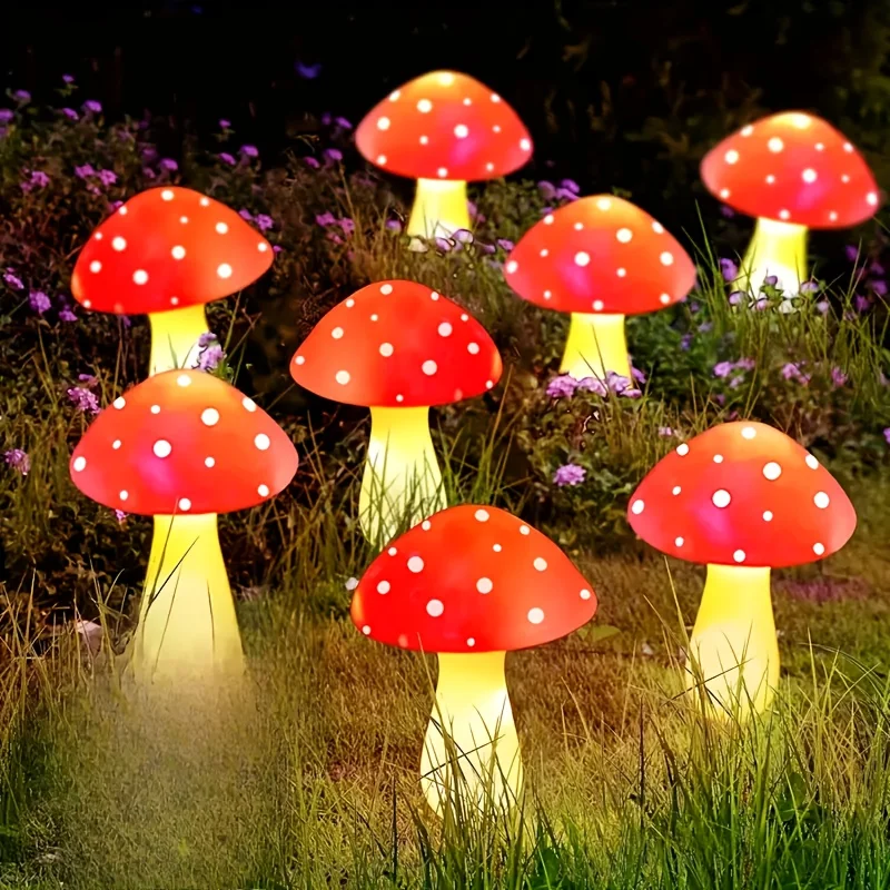 

Ground Plug Mushroom Lights 12LEDs Solar Powered Mushroom Lights Outdoor Plug-In Stake Lights for Yard Lawn Patio Pathway