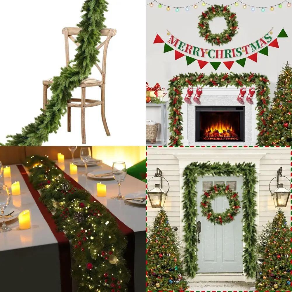 

Реалистичная гирлянда из искусственного кедра толщиной 6 футов, мягкая норманская сосна для домашнего камина, рождественский декор для дома и улицы