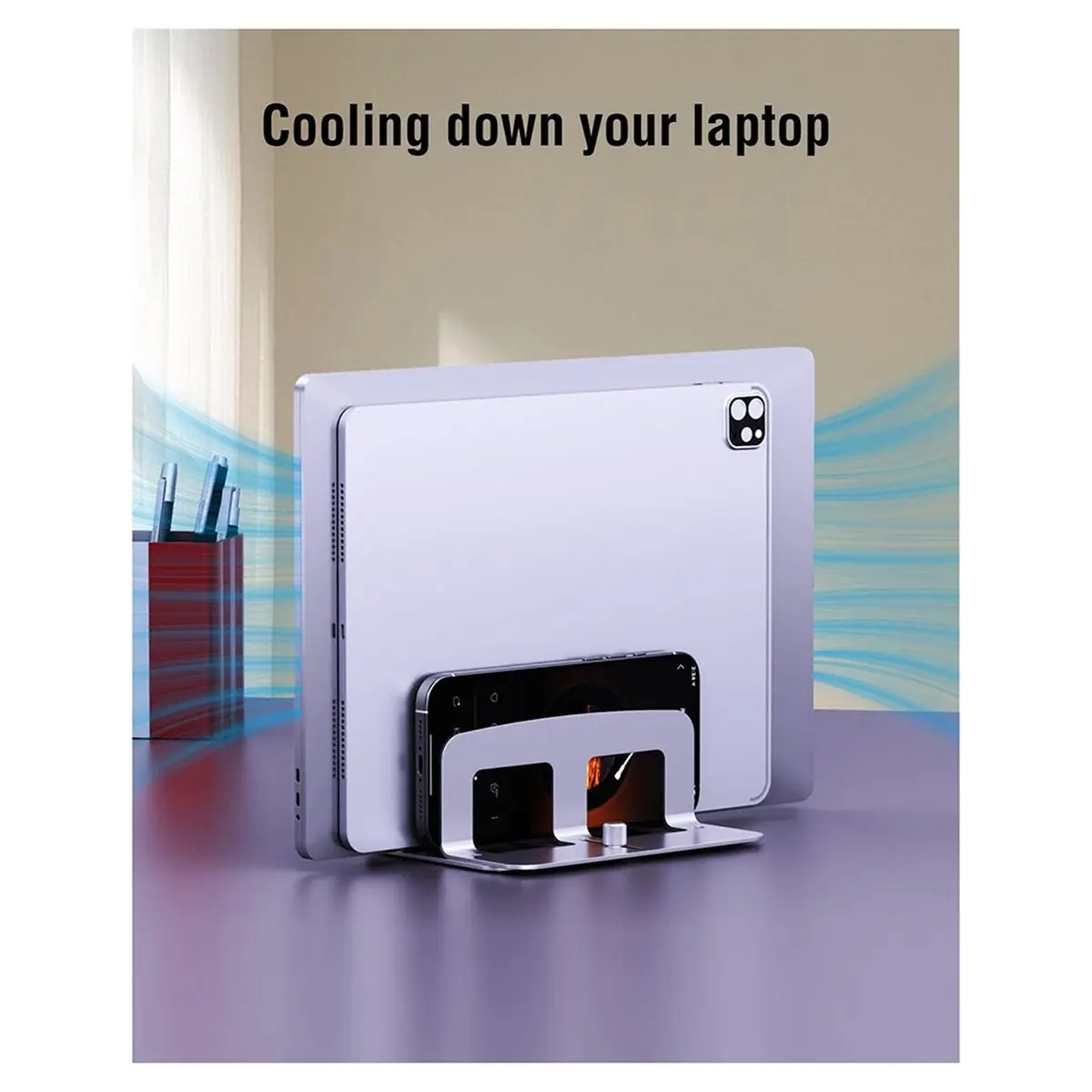 618 Mega Sale Vertical Laptop Stand for Desk, Adjustable Metal Riser Up to 17"Enhances Office and Home Workspace