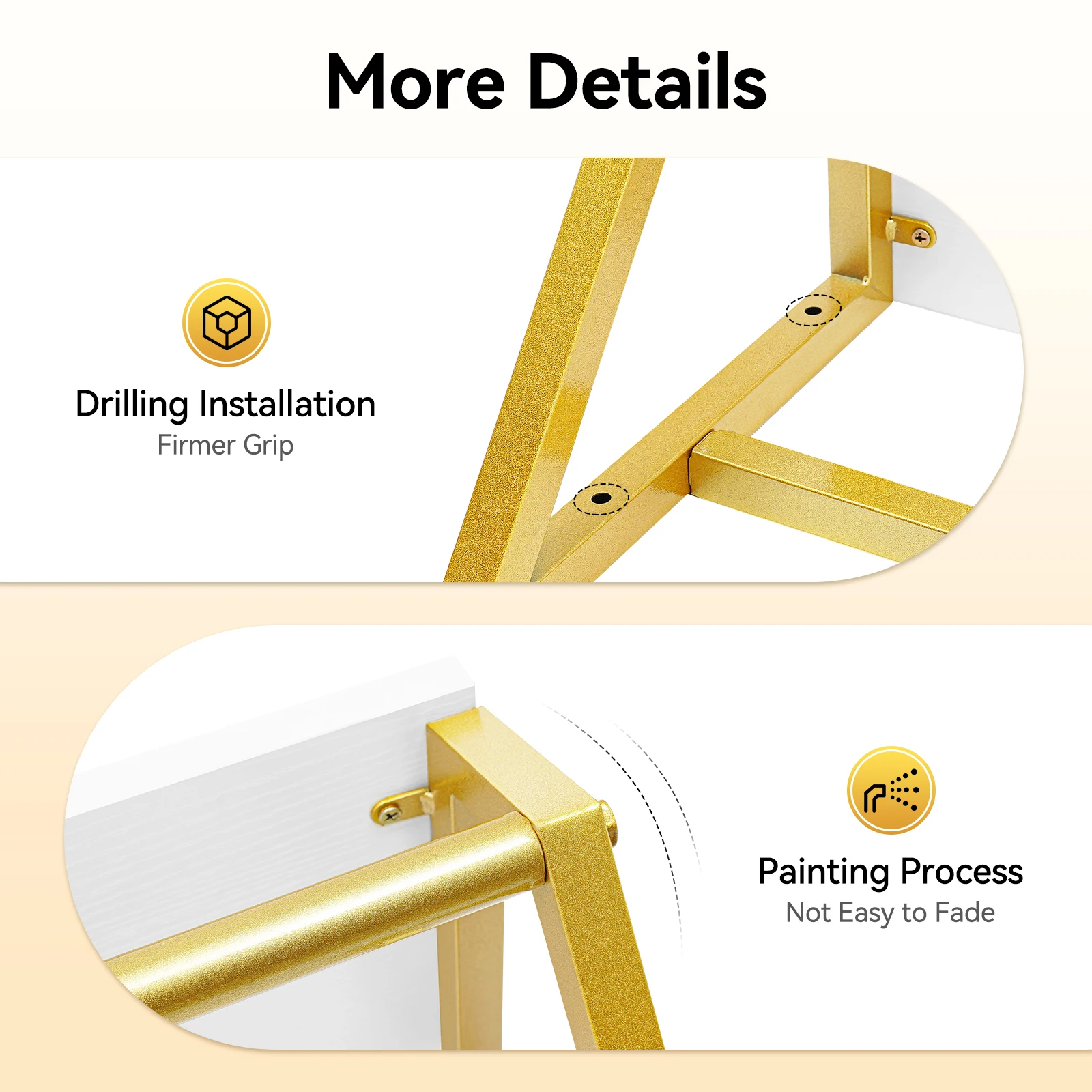 رف ملابس مع رف علوي، رف ملابس مستطيل مثبت على الحائط، رف ملابس معلق بسعة تحميل 30 كجم