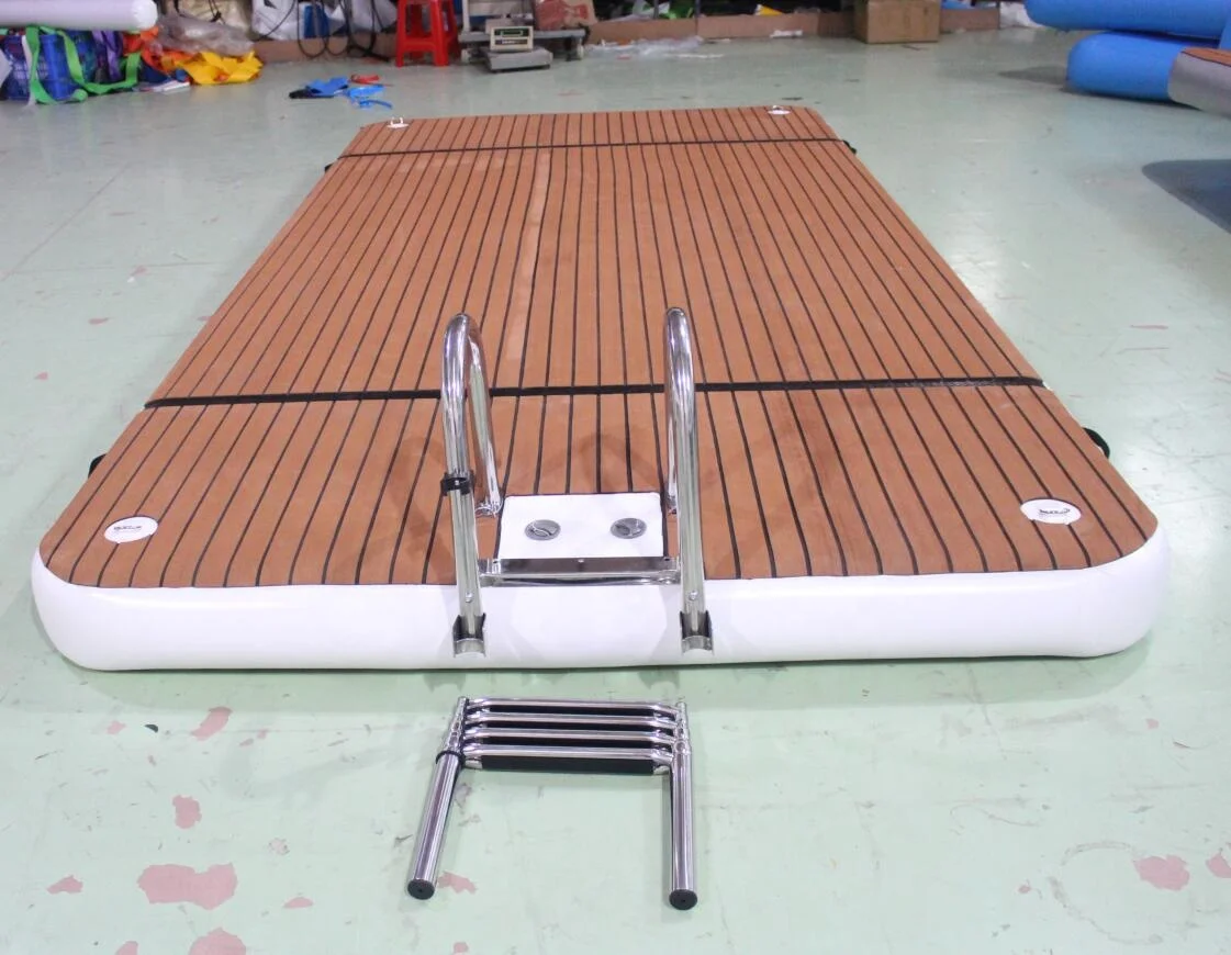 Customized inflatable motorboat dock, yacht inflatable floating island floating bridge platform