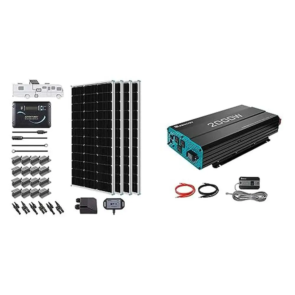 400W Monocrystalline Solar RV Kit Off-Grid with 30A PWM Charge Controller Mounting Brackets High Performance Multiple Protection