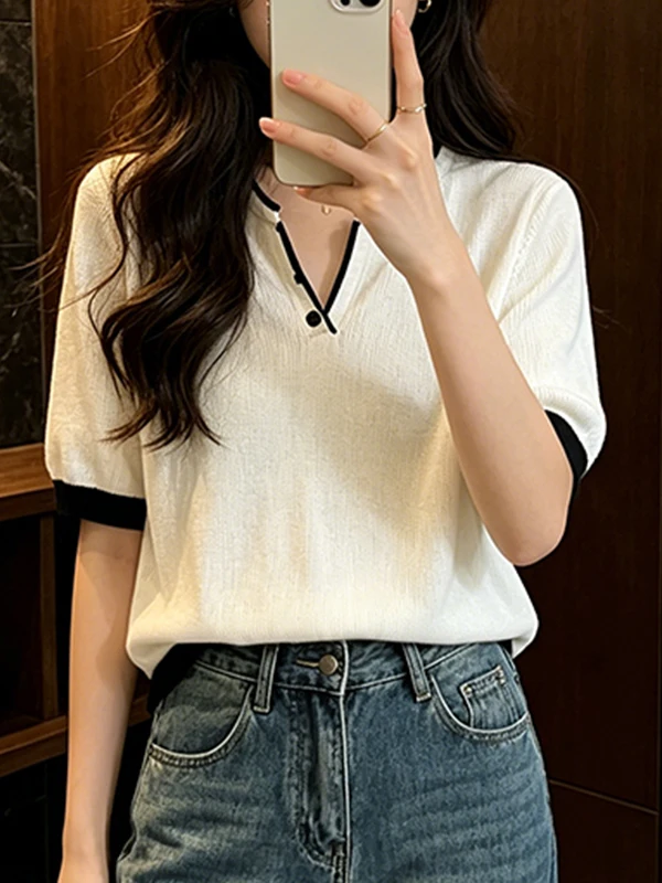 

Summer New plus Size Women's Knitwear Casual Loose Breathable Pure Style T-shirt for Plump Sister Comfortable Linen Material