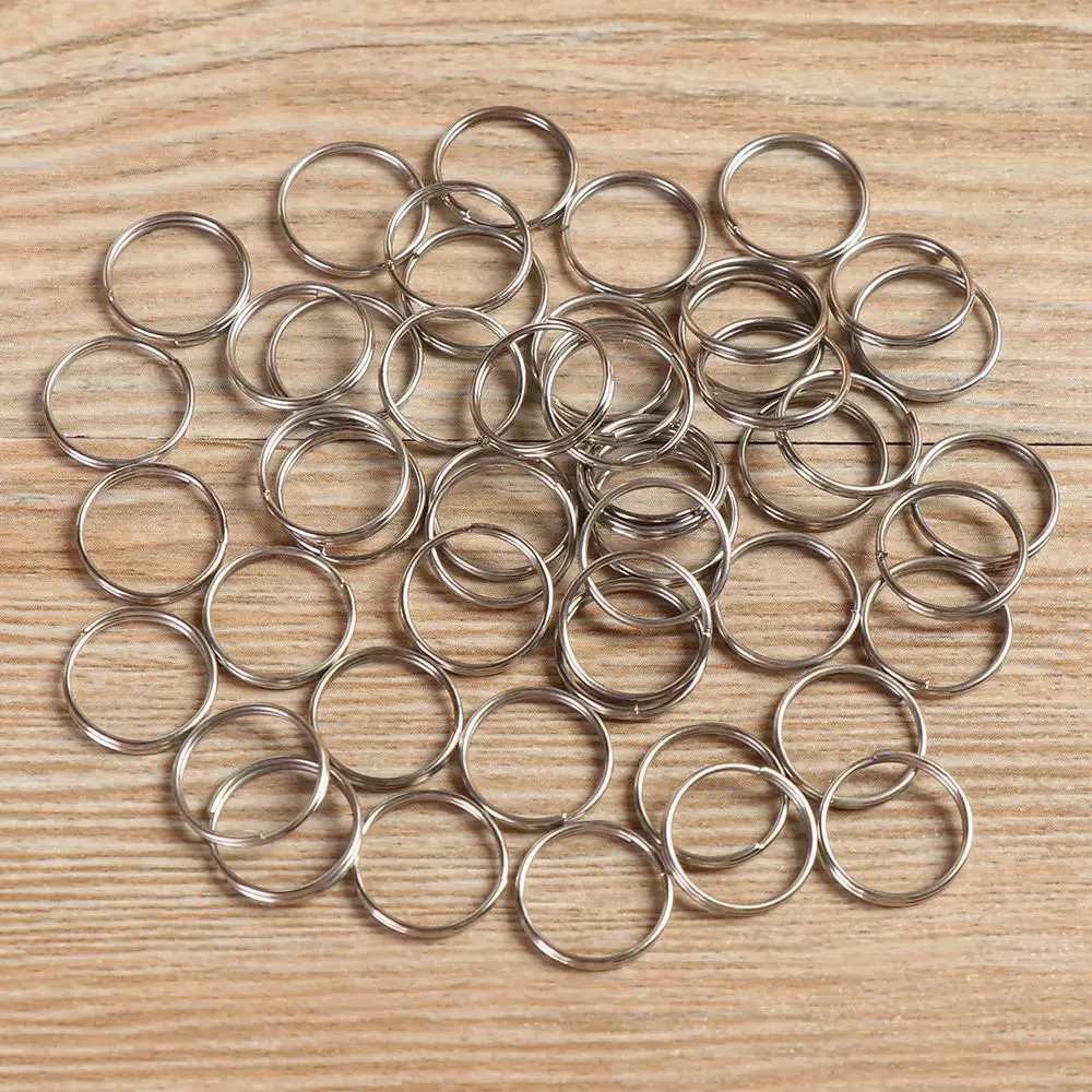 50pcs Metal Keyring Keychain Split Ring 8mm 10mm 12mm Key Holder Rings Women Men DIY Key Chains Circle DIY Pendant Tools