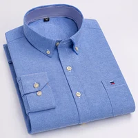 Camisa 100% de algodón para hombre, camisa Oxford informal a cuadros de manga larga con estampado de Color sólido, camisa de vestir Formal de ajuste Regular de gran tamaño 7XL 6XL 5XL
