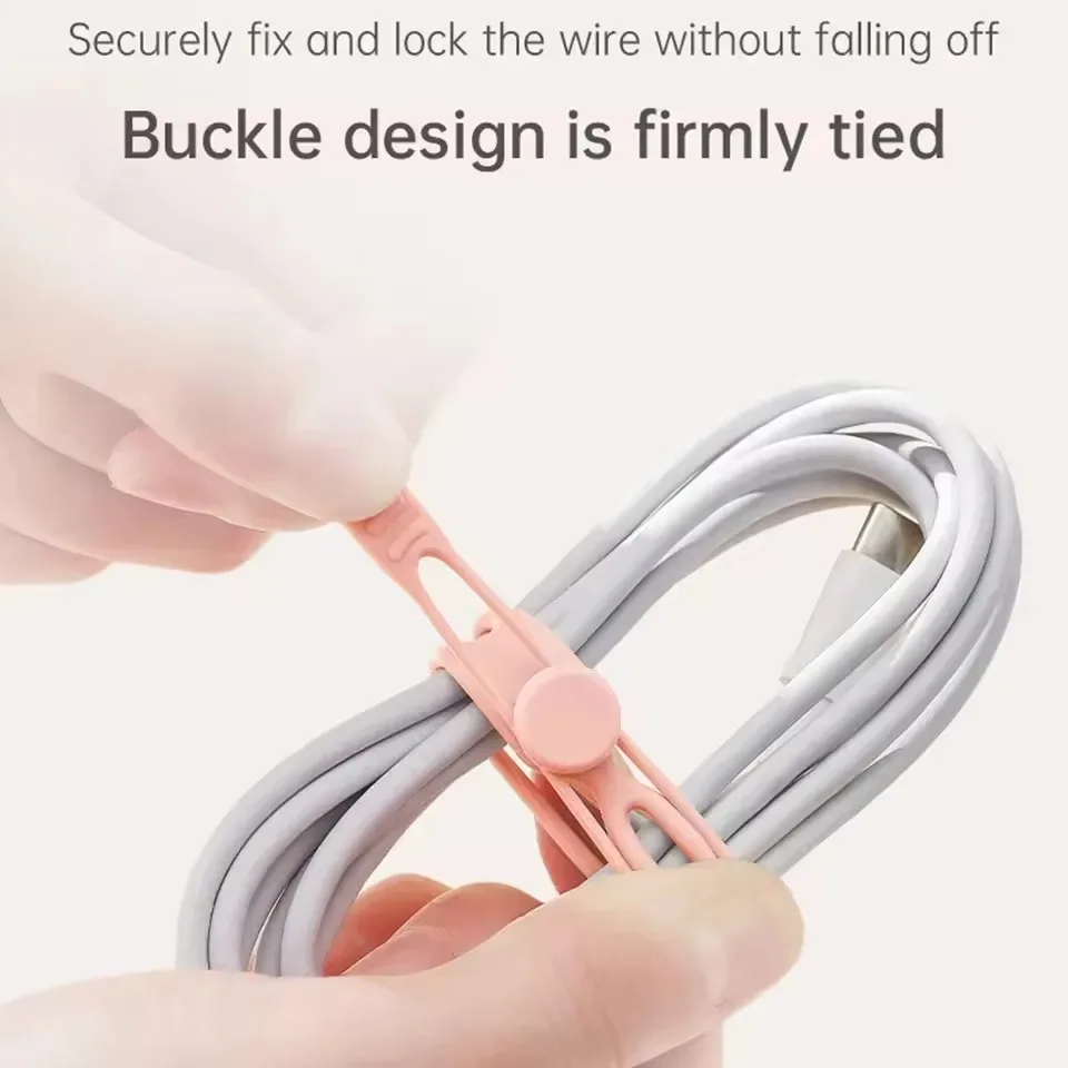 5PCS Silicone Cable Ties Set Elastic Reusable Cord Organizer Multi-function Wire Clip Bandage Cable Wire Storage Harness Strap