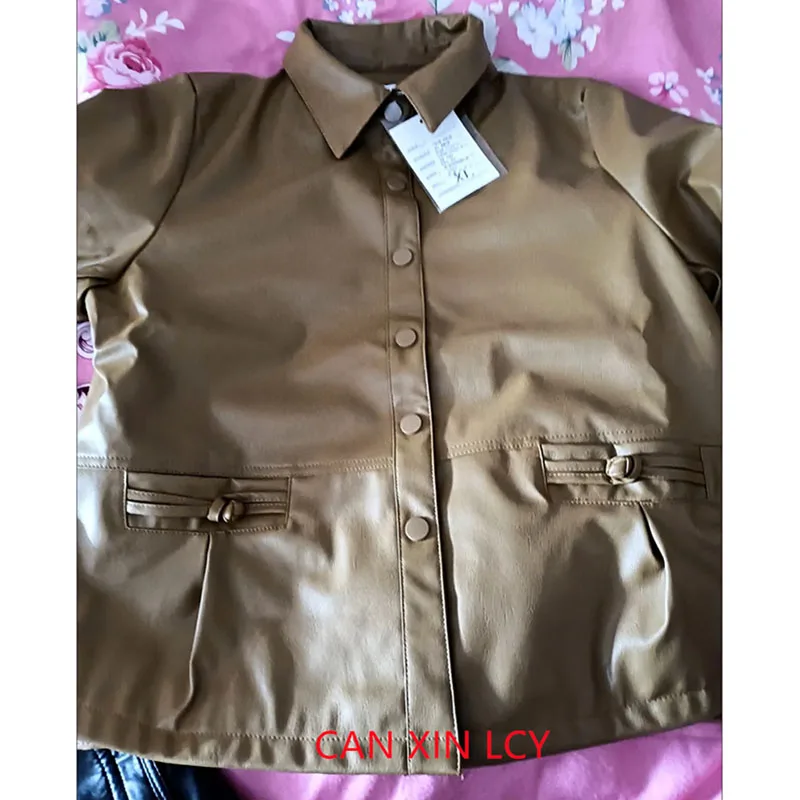 PU Leather Coat For Women Leather Jacket 2024 NEW Temperament Fashion Ladies Leather Coats Spring and Autumn Top 4XL ﻿