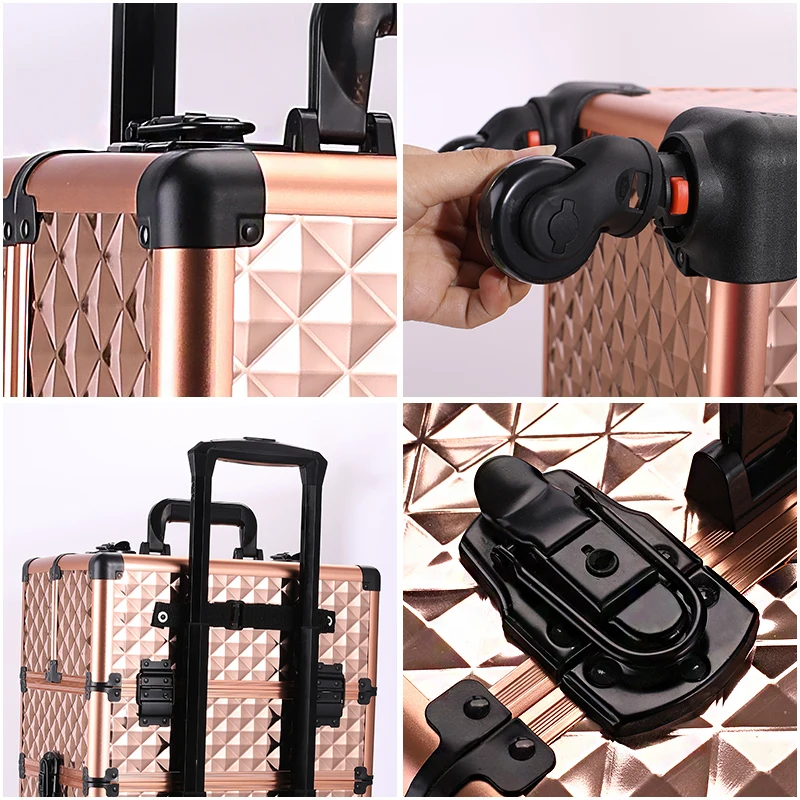 Multi-functional New Trolley cosmetic bag,rolling luggage Makeup Toolbox case Cosmetic Bags on Wheel,Nail tattoo trolley box bag