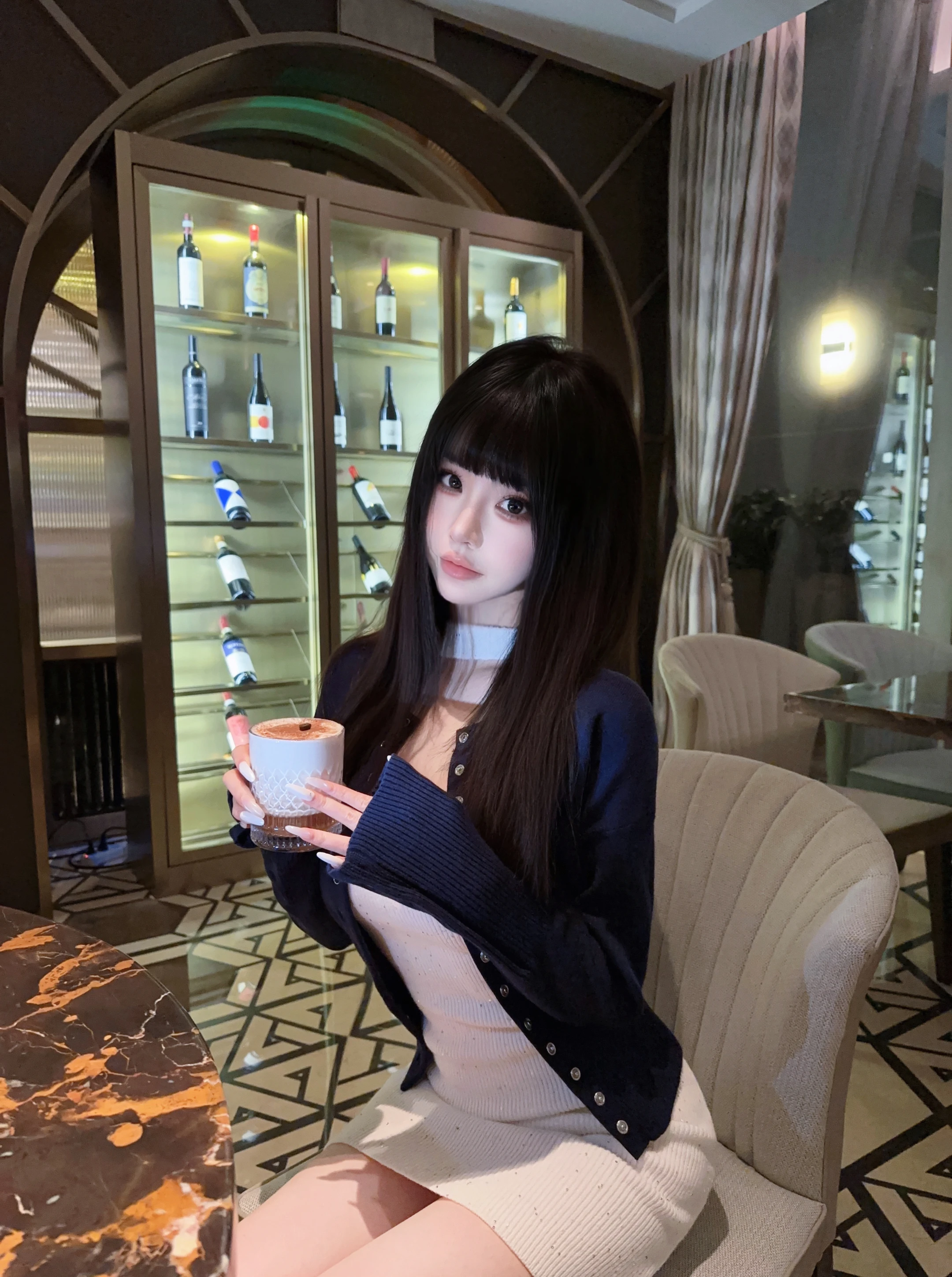 

Ele Korean Sle Women's Knitted Open Cardigan Sweater Waist-Cinching Slimming Soft Long Sve round Ne ort Coat