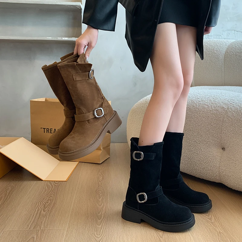 Women Ankle Boots Flats Platform Dress Shoes 2024 New Chelsea Boots Winter Women Walking Casual Shoes Fashion Chaussures Femme