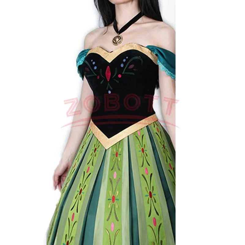 CHIOS Anna Disfraces de Cosplay de la Película Frozen, Vestido de Princesa de Anime para Mujer, Ropa para Adultos, Collar, Traje para Fiesta de Carnaval CHIOS