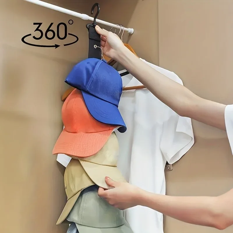 Stainless Steel Hat Rack with 8 Clips – Holds 16 Baseball Caps – Non-Motorized Hat Storage Organizer for Home and Closet