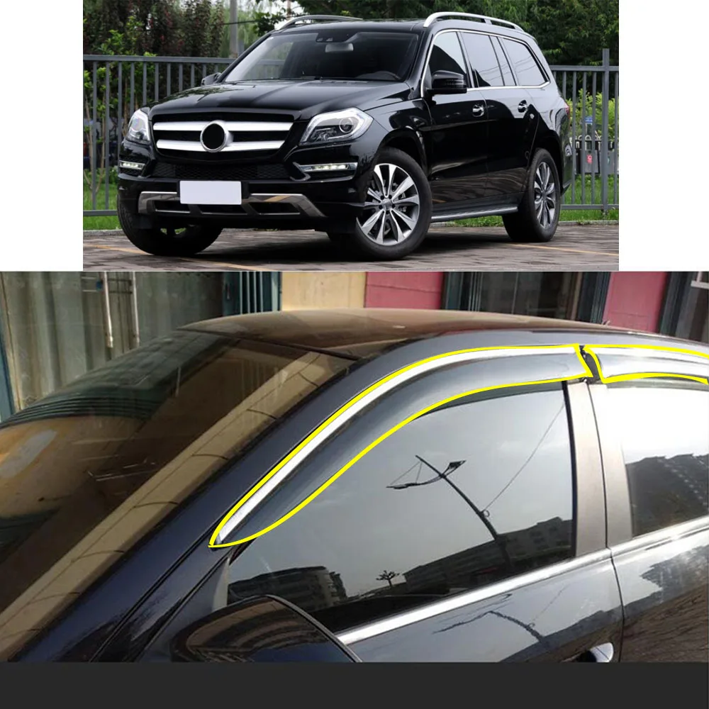 

Car Sticker Plastic Window Glass Wind Visor Rain/Sun Guard Vent For Mercedes Benz GL GLS 2013 2014 2015 2016 2017 2018 2019