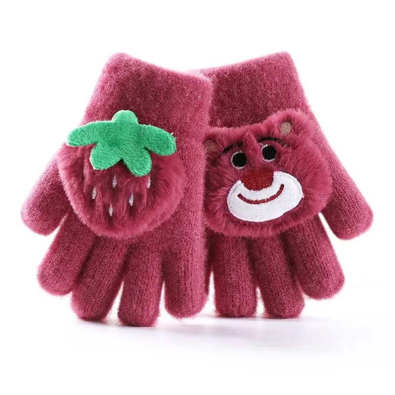 Disney Toy Story Lotso three-dimensional doll warm and cold-proof thickened winter outdoor riding anti-freeze children's gloves