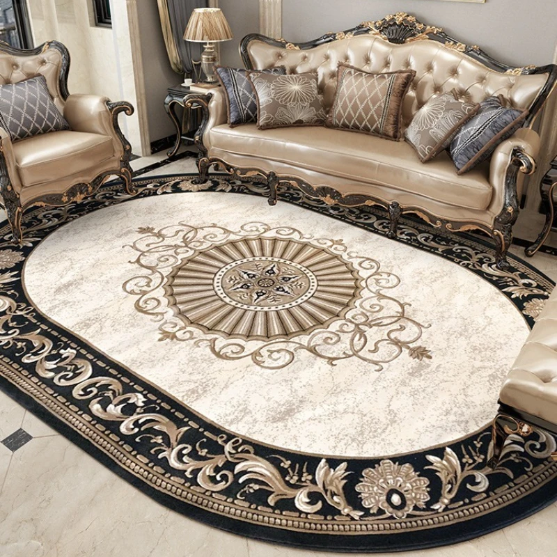 

Nordic Luxury Living Room Carpet Oval Palace Style Bedroom Bedside Rug High-end Creative Art Home Decoration Coffee Table Mat 러그
