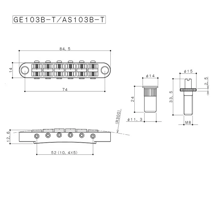 GOTOH electric guitar widened bridge fixed bridge GE103B-T (made in Japan)