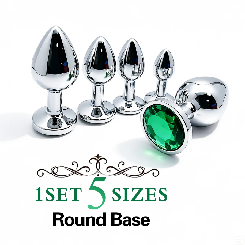 5 Size Butt Plug Metal Anal Plug Jewelry Base Beginner to Expert G-Point Massage Dildos Adult Women Toys Adult Men Toys - view 3