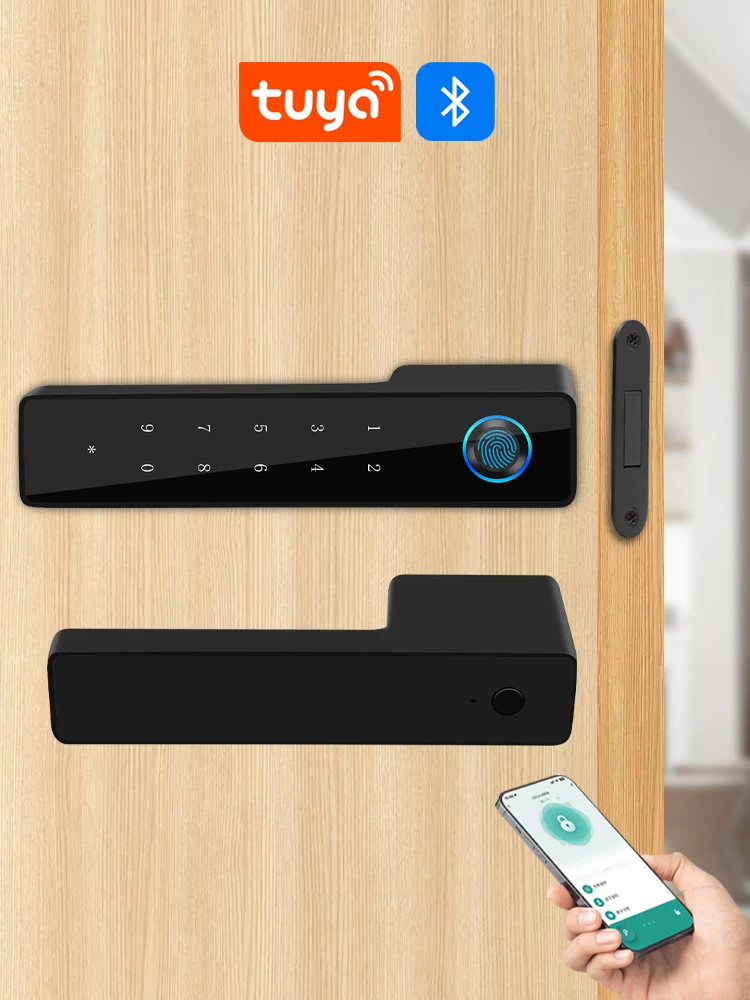 Serrure de porte silencieuse électronique minimaliste à empreintes digitales, application Tuya, serrures de porte silencieuses pour chambre à coucher, meubles mécaniques, serrure à aspiration