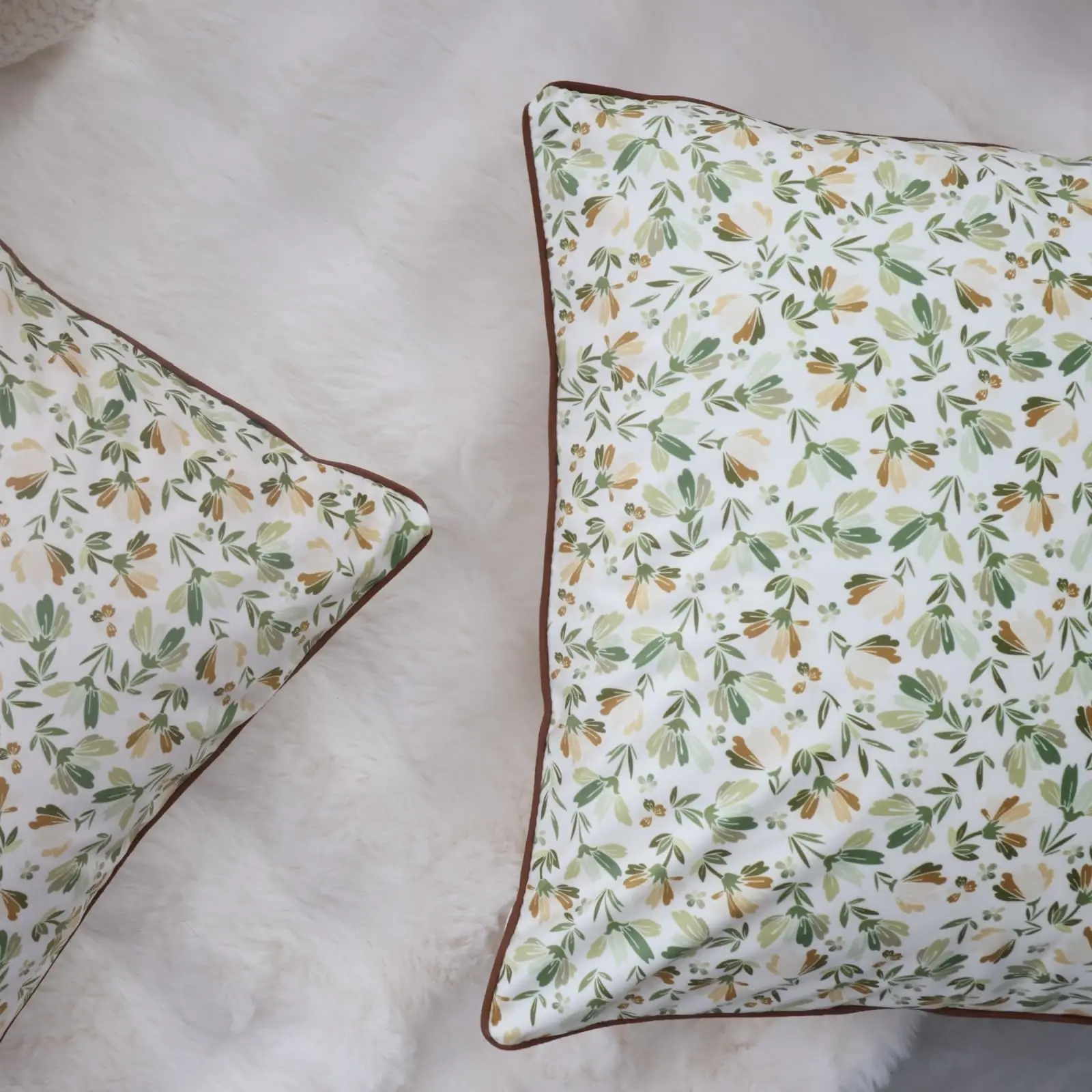 2 Pack Green Yellow Ditsy Floral Pillow Covers Double Sided Print Minimalist Boho Cushion Cases Home Decor for Sofa Bedroom