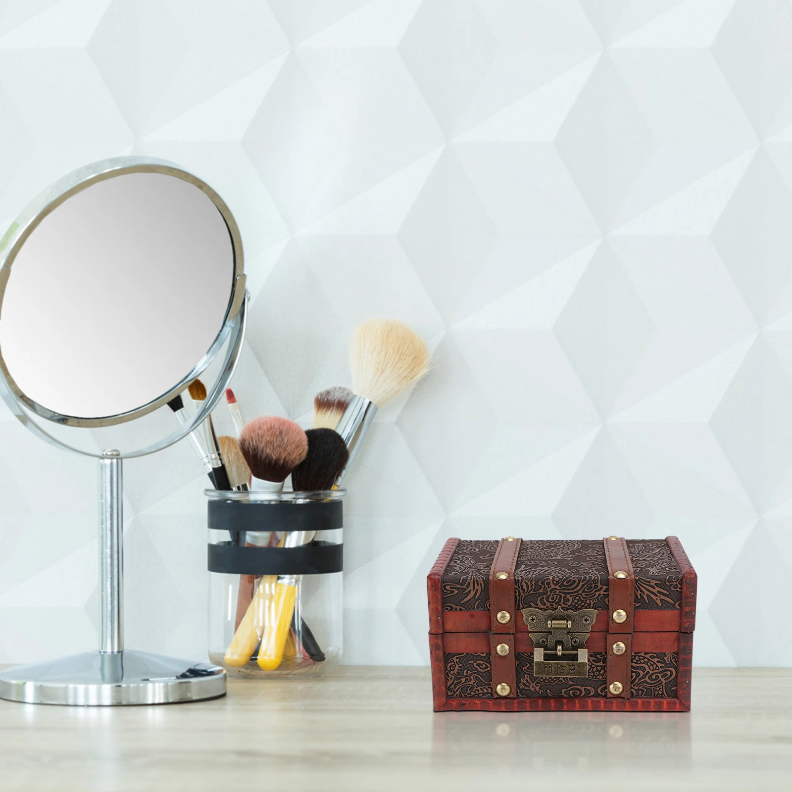 

1 шт. деревянная шкатулка для драгоценностей темно-красная водонепроницаемая влагостойкая шкатулка для хранения свадебных ювелирных изделий коллекция декоративные ретро художественные изделия