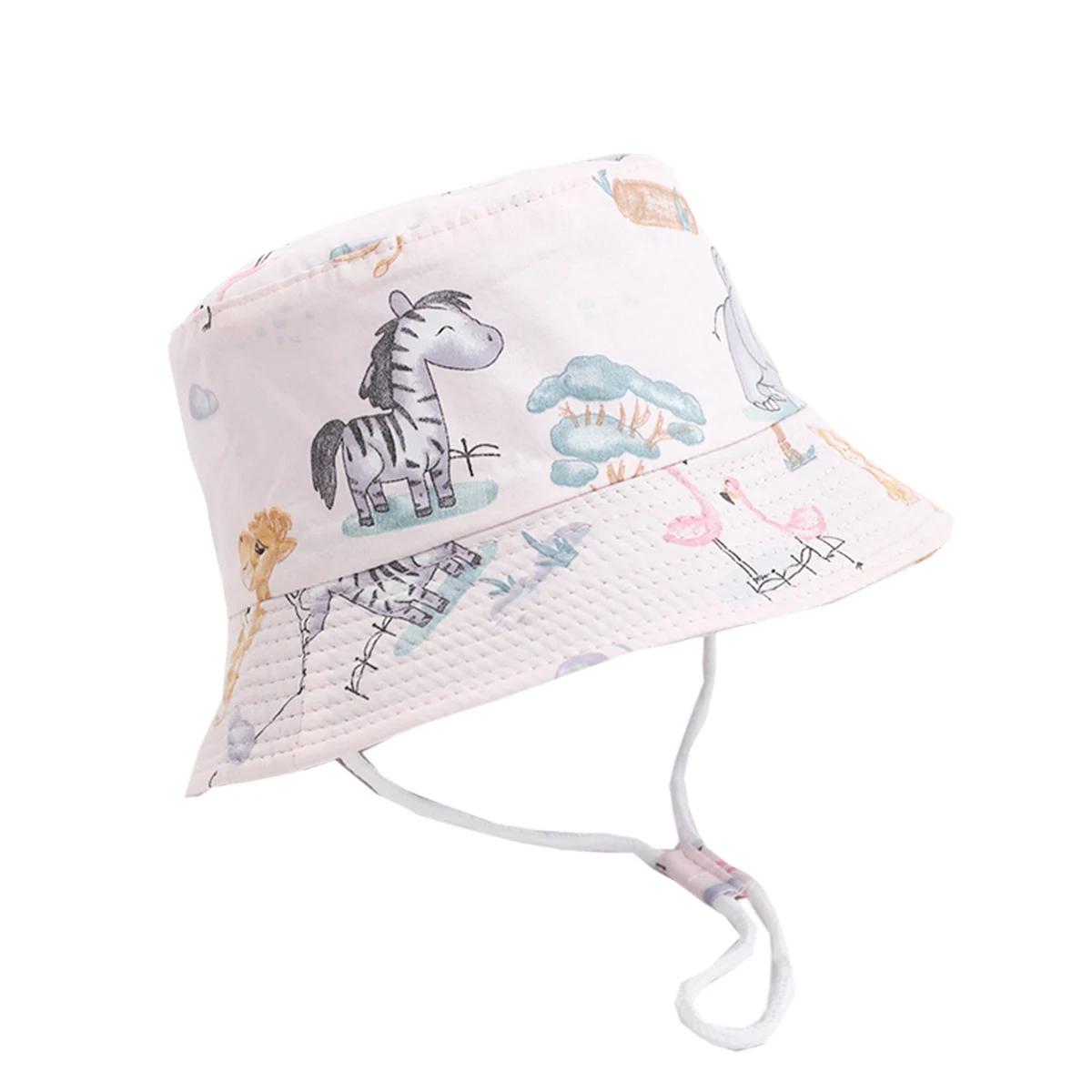 2024 Summer Baby Sun Hat Boy Girl Cartoon Print Cotton UV Protection Cute Cap Infant Children Panama Beach Kids Bucket Hat