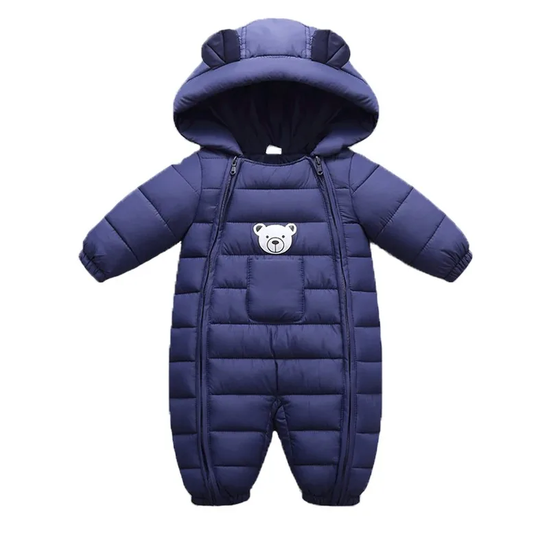 UNITIM 2026 Autumn Winter Baby Girls Romper Hooded Thick Cartoon Ear Cotton Baby Boys Snowsuit Newborn Jumpsuit Toddler Overalls