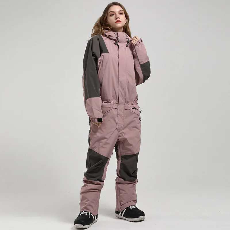 2024 Hooded Women One Piece Snow Suit Waterproof Man Ski Overalls Mountain Sport Female Snowboard Jupsuit Heated Men Tracksuits