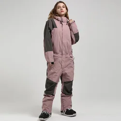 2024 Hooded Women One Piece Snow Suit Waterproof Man Ski Overalls Mountain Sport Female Snowboard Jupsuit Heated Men Tracksuits