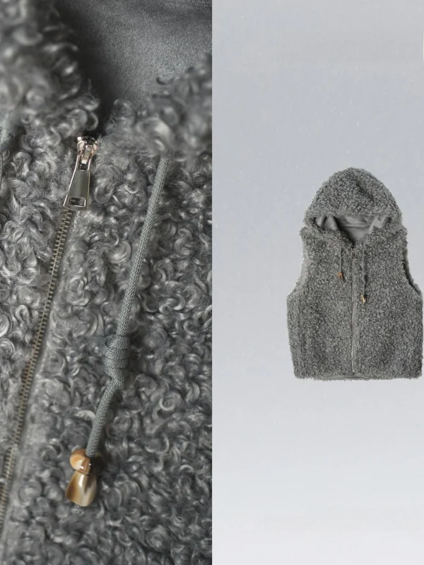 

Жилет с меховой отделкой и бисером, высококачественный, модный, на молнии, верхняя одежда из полиэстера, стандартной длины