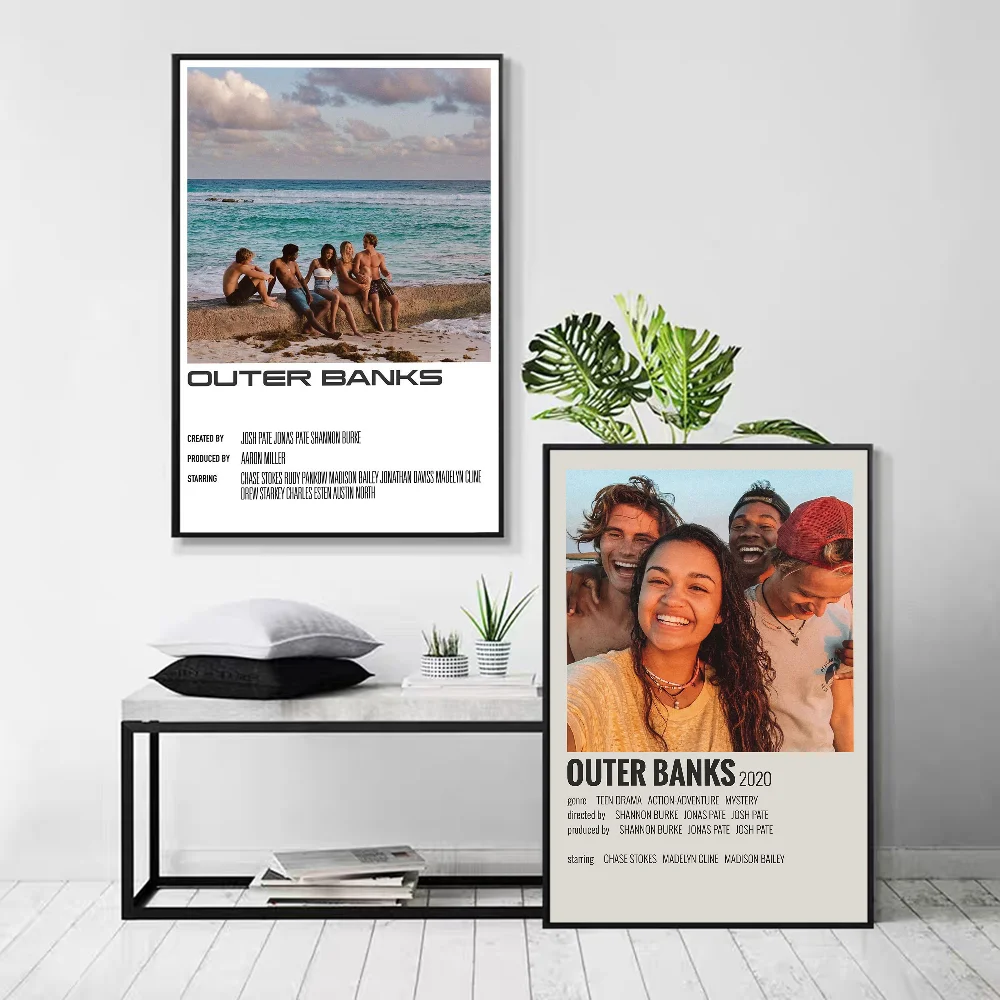 2020 Adventure TV Series Outer Banks Vintage Posters Sticky Retro Kraft Paper Sticker DIY Room Bar Cafe Kawaii Room Decor