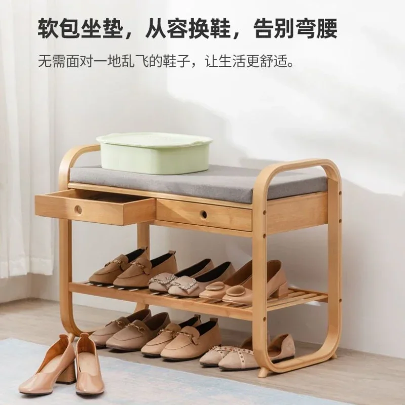 

Nordic Shoe Changing Stool Home Door Shoe Cabinet Bamboo Stools Shoe Rack Simple Wearing Shoe Stool Shoe Cabinets Furniture Ins