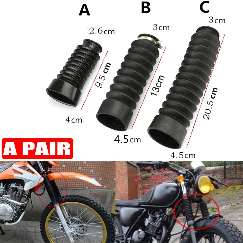 A Pair Front Fork Dirt Cover Gaiters Rubber Boots Shock Absorber Protective Sleeve Motorcycle Off-road Front Fork Dust Cover